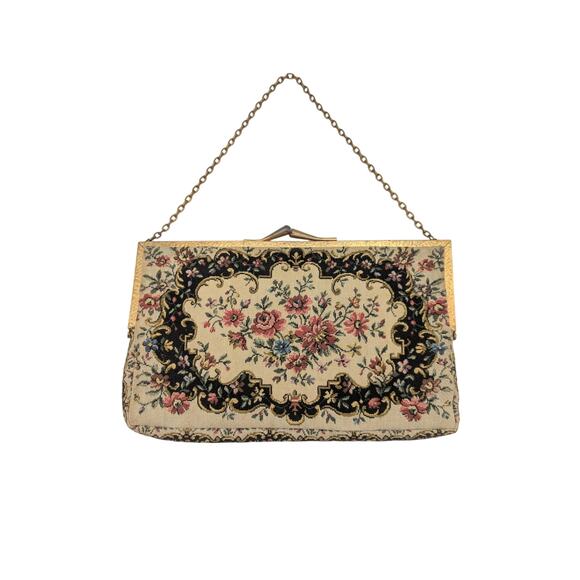 Vintage 1940s French Tapestry Handbag - Picture 1 of 12